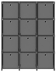 Unid. prateleiras 12 cubos c/ caixas 103x30x141 cm tecido cinza