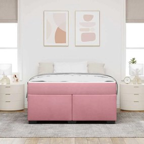 Estrutura de cama com colchão Outros Rosa 140 x 200 cm Veludo