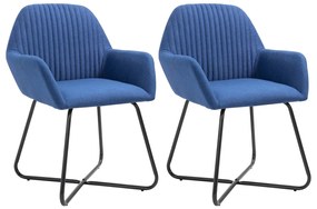 vidaXL Cadeiras de jantar 2 pcs tecido azul