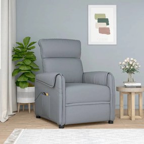 vidaXL Poltrona elevatória de massagens tecido cinzento-claro