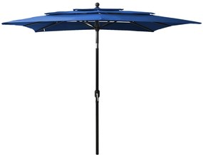 vidaXL Guarda-sol de jardim 3 camadas c/ poste de alumínio azul-ciano