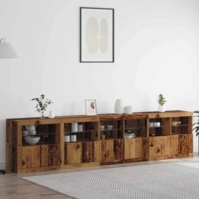 vidaXL Aparador com Luzes LED Madeira Velha 283x37x67 cm Madeira de Engenharia