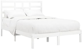 Estrutura de cama 140x190 cm madeira maciça branco