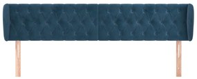 Cabeceira de cama c/ abas veludo 203x23x78/88cm azul-escuro