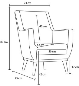 Cadeira Wing Gonca – Antracite – 74x80x75 cm