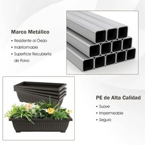 Floreira/horta elevada de 4 níveis e orifícios de drenagem, jardineira para verduras, ervas e flores (76 x 70,5 x 160 cm)