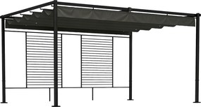 Outsunny Pérgola de Jardim 4x3 m com Teto Retrátil e 2 Painéis de Privacidade UPF50+ Pérgola para Exterior Cinzento | Aosom Portugal