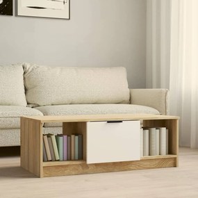vidaXL Mesa de centro 102x50x36 cm madeira processada branco/sonoma