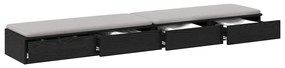 Gavetas de Cama vidaXL Pretas 180x36,5x16,5 cm em Madeira de Engenhari