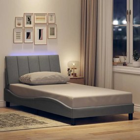 vidaXL Estrutura de cama sem colchão Hanko 100x200 cm tecido cinzento-claro