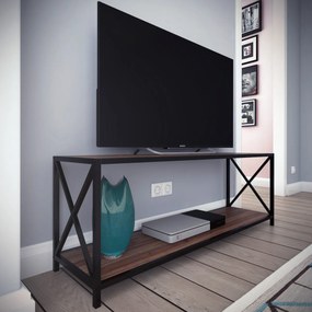 Móvel TV Xena – Nogueira/Preto – 120x33x45,7 cm