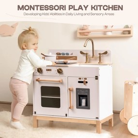 Cozinha de madeira Brincar infantil Montessori 58 x 29 x 62 cm Branca
