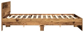 Cama com cabeceira - Madeira velha - 180 x 200 cm - Estrutura de madei
