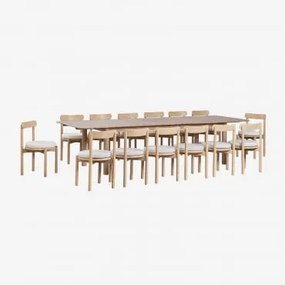 Conjunto De Mesa Retangular Extensível Duala 250-310x105 Cm E 14 Cadeiras De Jardim Em Madeira De Acácia Nualis Marrom Acácia Claro - Sklum