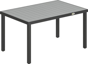 Outsunny Mesa de Jardim para 6 Pessoas com Tampo de Ripas e Estrutura de Aço 140x90x74 cm, Cinzento | Aosom Portugal