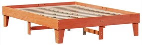 Cama sem colchão 160x200 cm madeira pinho maciço castanho-mel