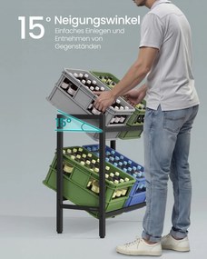 Estante para caixas de bebidas 36 x 70 x 81 cm com 2 níveis para 4 caixas, Preto