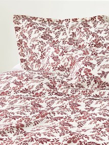 Capa de edredão em mistura de linho e algodão com padrão de folhas Pola