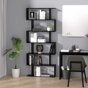 Estante Alto Livraría de 6 Estantes  para Sala de Jantar Desenho Moderno 80x23x192cm Preto