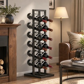 Garrafeira para 12 garrafas 31 (L) x 23 (P) x 84,5 (A) cm, prateleira para vinhos em metal de estilo industrial, porta-garrafas com pé para cozinha, b