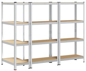 Prateleiras de armazenamento de 4 camadas 3 pcs aço prateado