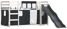 Beliche com escorrega e cortinas 90x190 cm branco e preto