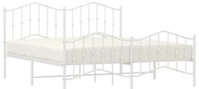 Estrutura de cama com cabeceira e pés 160x200 cm metal branco