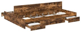 Estrado de cama com arrumação Carvalho fumado 140 x 190 cm
