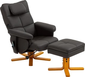 Cadeira de massagem com apoio para os pés, encosto reclinável até 135°, compartimento de arrumação, comando à distância