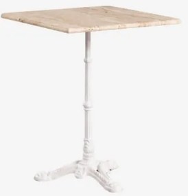 Mesa De Bar Quadrada Em Pedra Natural Azteca 70 X 70 Cm & Travertino - Branco Glacial - Sklum