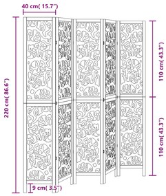 Biombo com 5 painéis madeira de paulownia maciça preto