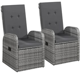 5 pcs conjunto de jantar para jardim com almofadões cinzento