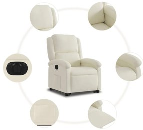 Poltrona reclinável elevatória elétrica veludo creme