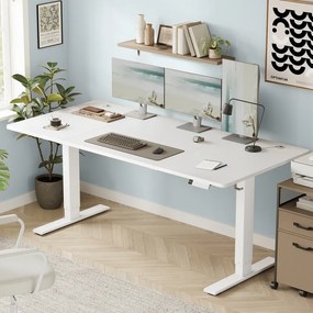 Secretária elétrica com regulação elétrica da altura, 180 x 80 x (72-120) cm, com porta USB-C Branca