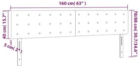 Cabeceira de cama c/luzes LED tecido 160x5x78/88 cm cinza-claro