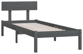 Estrutura de cama 100x200 cm pinho maciço cinzento