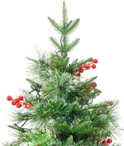 Árvore de Natal com pinhas pré-iluminada 225 cm PVC e PE verde