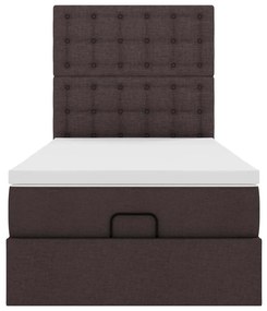 Estrutura cama otomana colchão 100x200cm tecido castanho escuro