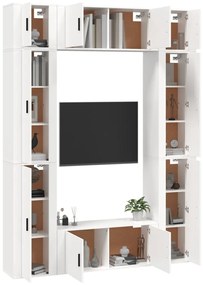 Conjunto móveis de TV 8 pcs madeira processada branco