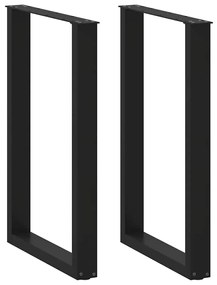 vidaXL Pés de mesa de bar em forma de U, 2 peças, preto, 60x(90-91) cm, aço