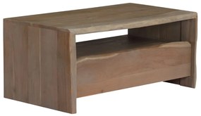 Mesa de centro acácia maciça arestas vivas 90x50x40 cm cinzento