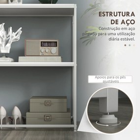 Mesa Consola de Entrada Mesa de Entrada com Estante Aberto e Estrutura de Aço Anti-tombo para Sala 100x30x87 cm Branco