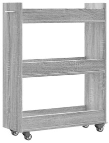 Armário c/ rodas 60x22x79 cm derivados madeira cinzento sonoma