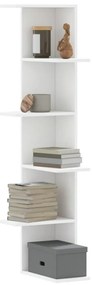 Estante parede p/ canto 36,5x36,5x140 cm deriv. madeira branco