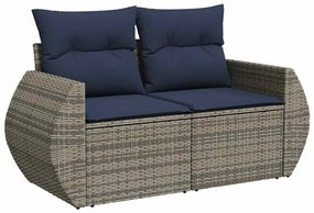 11 pcs conjunto sofás de jardim c/ almofadões vime PE cinzento