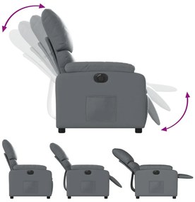 Poltrona reclinável elétrica couro artificial cinzento