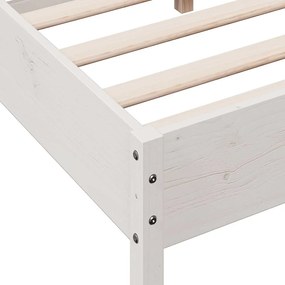 Cama sem colchão 140x200 cm madeira de pinho maciça branco
