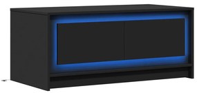 Mesa de centro com luzes LED derivados de madeira preto