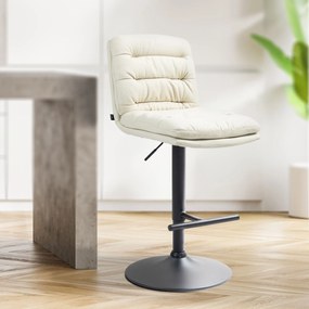 Banco de bar Damar em tecido com estrutura preta 94-116 x 42 x 56 cm Creme