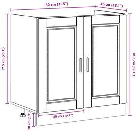 Armário de Base para Pia "Porto" com Pia Cinza Concreto 80x46x84,5 cm